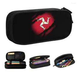 Cosmetic Bags Cute Isle Of Man Flag Pencil Case For Boys Gilrs Large Storage Bag School Accessories