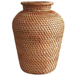 Vases Rattan Vase Terrarium Handmade Woven Crafts Flower Desktop Bedroom Dried Arrangement Decorations