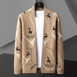2024 High Quality Men's Sweaters Fall Winter Luxury Cashmere Cardigan Men England Style Men's Keep Warm Mens Plaid Cardigans High End Classic Jacket Size M-4XL