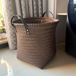 Laundry Bags American Light Luxury Imitation Rattan Weaving Basket Dirty Clothes Storage Hamper