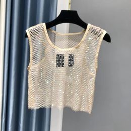 Women's Tanks Camis Womens Tank Shirts Sleeveless Designer Gilet Tops t Crystal Embridery Woman Camisoles Summer Vest Short Shirt Slim Vests S-l