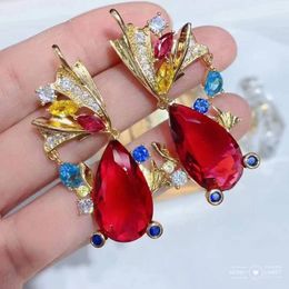 Dangle Earrings EYER Unique Fashion Red Cubic Zirconia Shining Crystal Butterfly Drop For Women Dating Party Jewellery