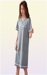 Women039s Sleepwear Shortsleeved Cotton Night Gowns Summer Soild Nightgowns Home Wear Lady Sleep Lounge Sleeping Dress M3XL8998468