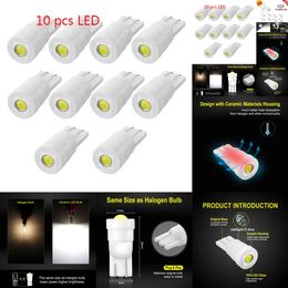 New 10pcs Ceramic T10 W5W LED Bulbs 194 168 Car Interior Lights Wedge Door Instrument Side Bulb Plate Light Auto Lamp White DC 12V