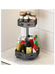 Kitchen Storage Cabinet Shelf Corner Rotating Spice Rack Household Dishes And Snacks Artefact