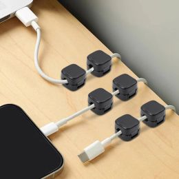 1/24PCS Magnetic Cable Clips Square Wire Cord Storage Boxes Adjustable Under Desk Charger Cord Holders Home Office Storage Tools