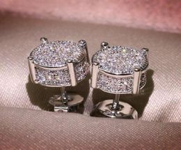 Unisex Men Women Stud Earrings Gold Silver Plated Sparkling Luxury Shining Crystal CZ Simulated Diamond Earring Jewelry1350378