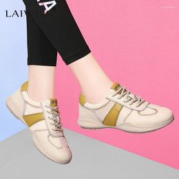Casual Shoes Size 35-42 Women Sneakers Real Leather Lace Up Heels Woman Spring Fashion Mix Colour Daily Lady Footwear Brand