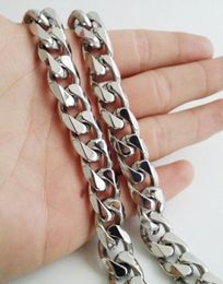 15mm huge heavy 1840 inch Pure stainless steel silver cuban curb chain necklace solid link chain Jewellery for mens gifts high qual8093354