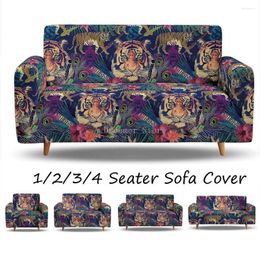 Chair Covers Tiger Print Elastic Sofa Cover Stretch Animal Couch Coves For Living Room All-cover Dust-proof Washable Slipcover 1/2/3/4