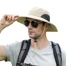 Berets Summer Anti UV Fisherman Caps For Women Men UPF50 Sun Hats Male Wide Brim Hiking Fishing Hat Outdoor Breathable Mesh Bucket Cap