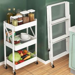 Kitchen Storage SH AOLIVIYA Installation-free Folding Trolley Rack Floor-to-ceiling Movable Bathroom Snack Fruit Vegetable Shelf