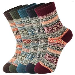 Men's Socks 5pc Spring And Autumn Bohemian Warm Unisex Retro Cashmere Fashion Long Comfortable For Men