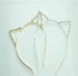 Whole Fashion Party Pearl Crystal Rhinestone Headwear Punk Hair Wrap Cat Ear Headband Silver Gold Color8823750