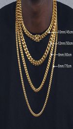 Chains 6mm8mm10mm12mm HipHop 18k Gold Plated Miami Cuban Link Chain Stainless Steel Necklace Gift For Men Women JewelryChains 9227654