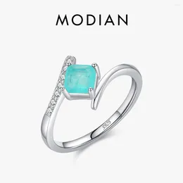 Cluster Rings MODIAN 925 Sterling Silver High-Class Paraiba Tourmaline Finger Ring For Women Engagement Eternity Band Fine Jewelry