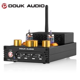 Amplifier Douk Audio X1 HiFi GE5654 Vacuum Tube Amplifier Bluetooth 5.0 Receiver MM Phono Amp for Home Turntables Power Amp APTXHD 160W*2