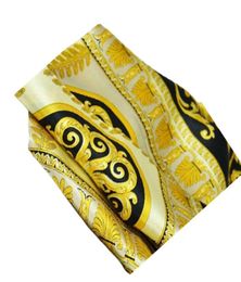 FashionFamous Style 100 Silk Scarves For Woman and Men Solid Colour Gold Black Neck Print Soft Fashion Shawl Women Silk Scarf Squ7775559