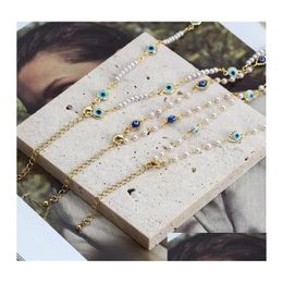 Chokers Gold Evil Blue Eye Choker Lucky Turkish Pearl Eyes Necklace For Women Girls Jewellery Party Gift Wholesale Drop Delivery Necklac Dhsie