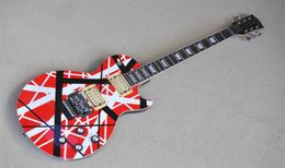 Red Electric Guitar Black White Stripes Tremolo Bridge Mahogany Body Rosewood Fingerboard 22 Frets White Bound Chrome Knobs7146142