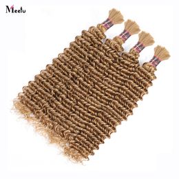 Uwigs Braiding Hair 27# Honey Blonde Bulk For Braiding Brazilian Deep Wave No Weft Human Hair Coloured Remy Hair Extensions