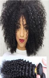 7A kinky curly Hair Brazilian Malaysian Mongolian Kinky Curly Hair Extensions 34pcs Afro Kinky Curly Virgin Human Hair Weave Natu36385296