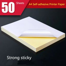 Paper 50 Sheets A4 White Self Adhesive Sticker Label Matte Surface Paper Sheet for Laser Inkjet Printer Copier Craft Paper