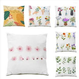 Pillow Home Flower Pilow Cover Velvet Fabric Covers 45x45 Polyester Linen Fashion Decorative Cases Pillowcase E0759