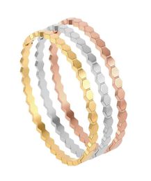 Bangle Fashion Trend Honeycomb Hexagon Geometric Simple Tricolour Bracelet Women039s Titanium Steel Jewelry3557425