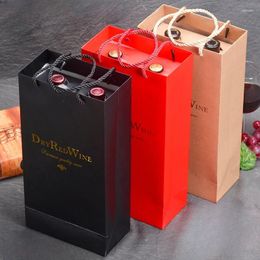 Gift Wrap 10pcs Models Red Wine Bag Durable Bold Handheld With Buckle Champagne Double Bottle Handbag Portable Packing Bags