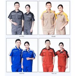 Logo Unisex Workwear Worker Be Can Summer Uniform Customised Short Workplace Clothes Work Overalls Clothing Sleeves Workshop