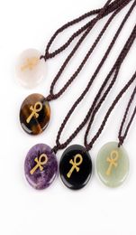 Natural Stone Engrave Anka Symbol Pendant Reiki Healing Crystal Religious Jewellery Men's and Women's Charm Fashion Pendant Necklace4902261