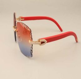 2019 new factory direct luxury fashion diamond sunglasses 3524014 natural red wooden sunglasses engraving lens private custom gold3879278