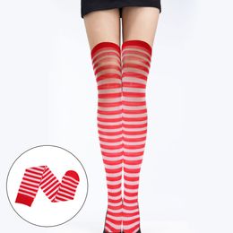 Christmas Stockings Red White Striped Over Knee Socks Thigh High Christmas Striped Stockingks Party Supplies For Girls