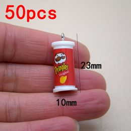 Mini Wholesale 50pcs/Pack 3D Potato Chip Bucket Resin Charms Miniature Snack Kawaii Pendant For Earring DIY Jewellery Make