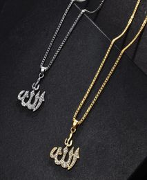 Crystal Pendant Gifts Sweater Chain Necklaces Allah Gold Plating Simulated Anchor Islamic9843270