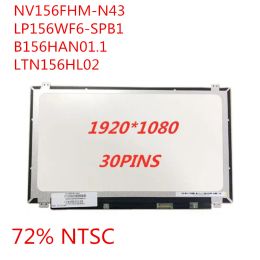 Screen 15.6" IPS Laptop LCD Screen LP156WF6SPB1 Fit NV156FHMN43 72% NTSC Matte LED Display FHD1920x1080 30pin eDP