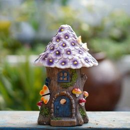 Garden Decorations Resin Solar Mushroom House Light Creative Funny Waterproof Fairy Statue Cute Realistic Tree Night Yard