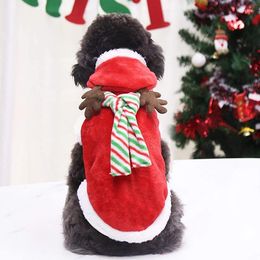 Dog Apparel Pet Dogs Christmas Clothes Winter Chihuahua Cats Pug Costume Flannel Warm Festive Coat Puppy Tops Year Gift