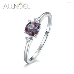 Cluster Rings ALLNOEL 925 Sterling Silver For Women Synthetic 5 5mm Alexandrite Gemstone Fashion Simple Style Classic Gifts Fine Jewelry