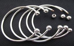 925 Sterling Silver Fill Open Women Cuff Bangle 65MM 70MM Size Fit European Beads Charm Bracelet6196091