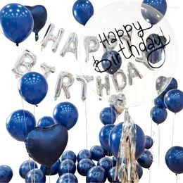 Party Decoration 40pcs Pearly Ink Blue Clear Bobo Balloons Birthday Decorations Air Helium Ballon Baby Shower Adult Supplies