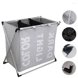 Laundry Bags Basket Dirty Clothes Storage Hamper Waterproof Oxford Cloth Three Grids Classified In The Bathroom