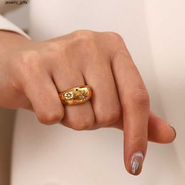 2024 Gold Colour Silver ring Metal Minimalist Glossy Wide Open Rings Geometric Finger Rings for Women Men Jewellery