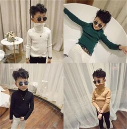 Kids Sweaters Autumn Girls Turtleneck Sweaters 16Yrs Baby Boys Pullover Winter Knitted Bottoming Ribbed Boys Sweaters LJ2011283649027