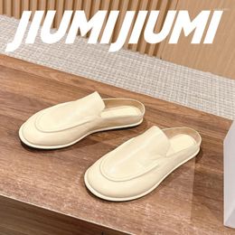 Slippers S JIUMIJIUMI Handmade Woman Shoes Leather Round Toes Flat With Outdoor Solid Casual Mules Sewing Concise