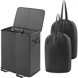 Laundry Bags Foldable Basket With Lid Detachable Bag Double Large Capacity Organising Clothing Storage