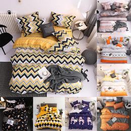 Bedding Sets Concise Soft Cotton Set Bedclothes Geometric Printing Duvet Cover Aloe Quilt Sheet Pillowcase Home Textiles