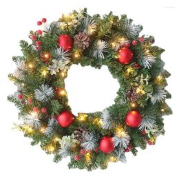 Decorative Flowers Front Door Christmas Wreaths LED Porch Wreath Party Decor For Courtyard Closet Living Room Fireplace