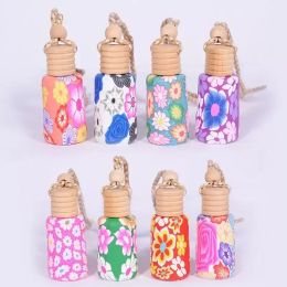 Gift Car Perfume Bottles Pendant Soft Clay Essential Oil Diffuser Ornaments Air Freshener Pendant Craft Empty Perfume Bottles FY5911 0413